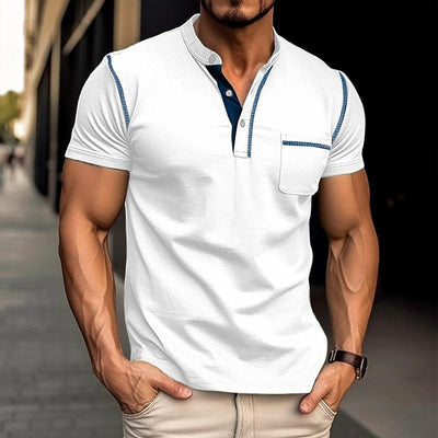Elmor Men's Henley Collar Cotton Shirt