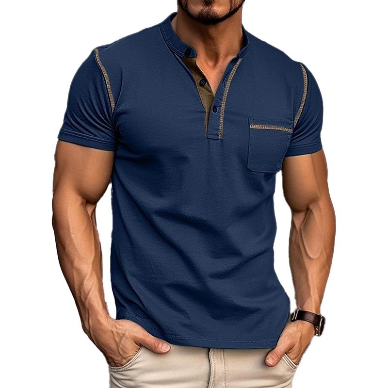 Elmor Men's Henley Collar Cotton Shirt