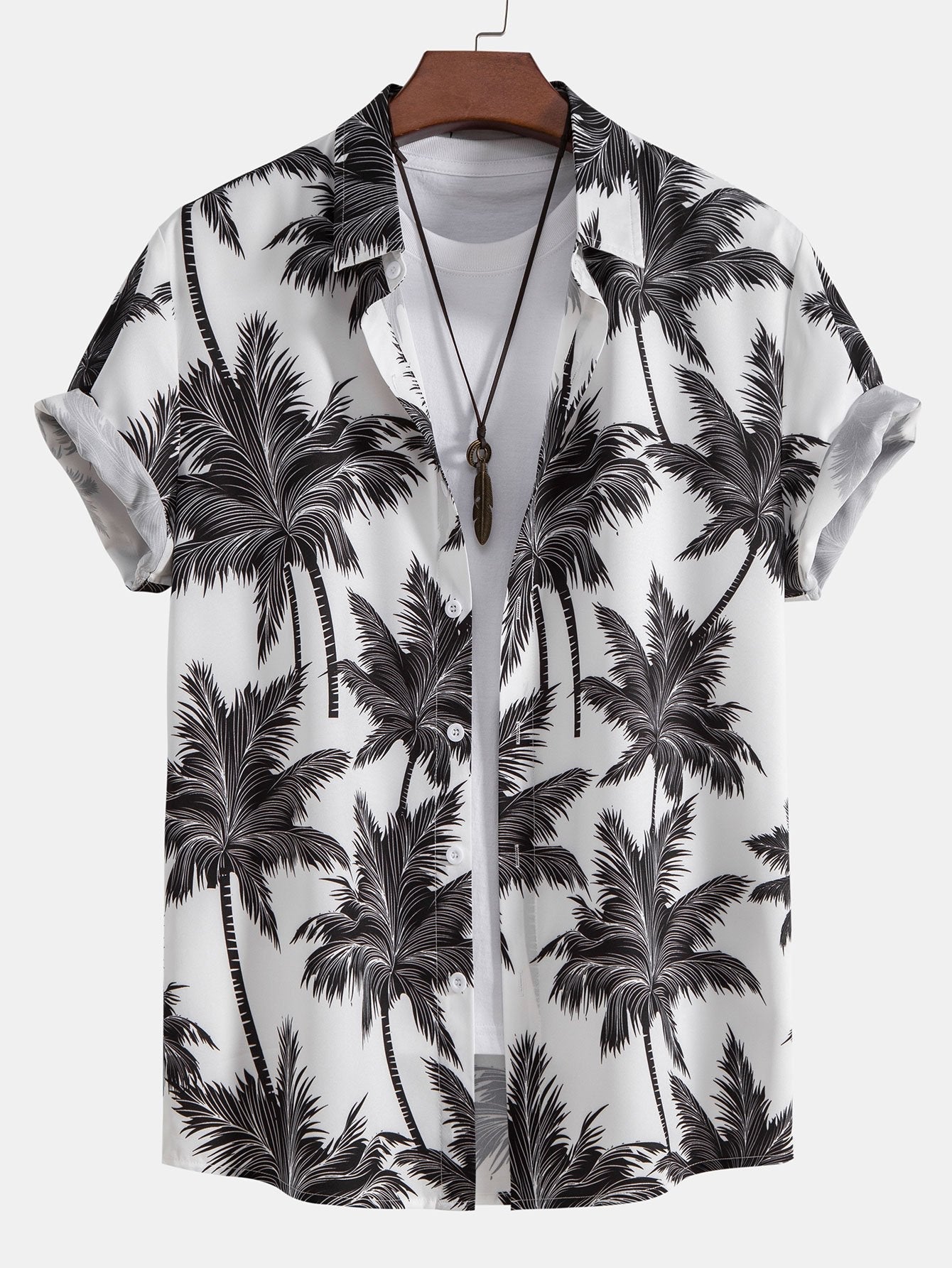 Palm Tree Print Button Up Shirt & Swim Shorts