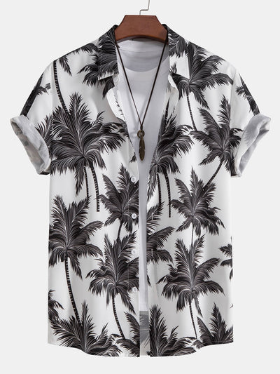 Palm Tree Print Button Up Shirt & Swim Shorts