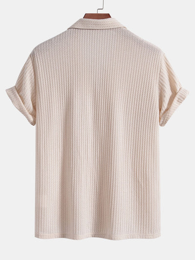 Riviera Knitted Waffle Cuban Shirt & Straight Leg Linen Pants Set