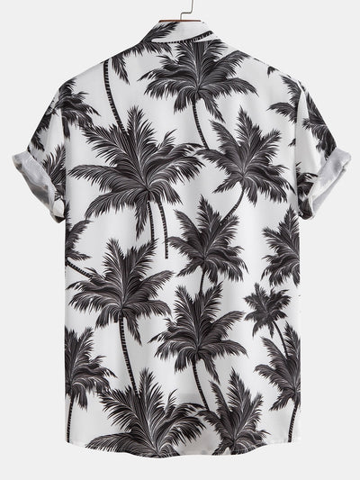Palm Tree Print Button Up Shirt & Swim Shorts