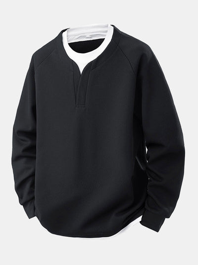 Raglan Sleeve 2 In 1 Waffle T-Shirt & Single Pleat Drawstring Straight Leg Pants