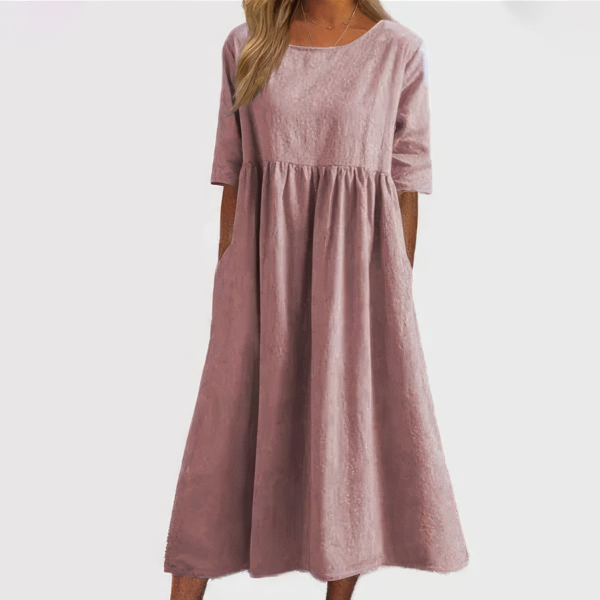 Sandra | Relaxed Dress with Round Neck and Pockets