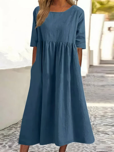 Sandra | Relaxed Dress with Round Neck and Pockets