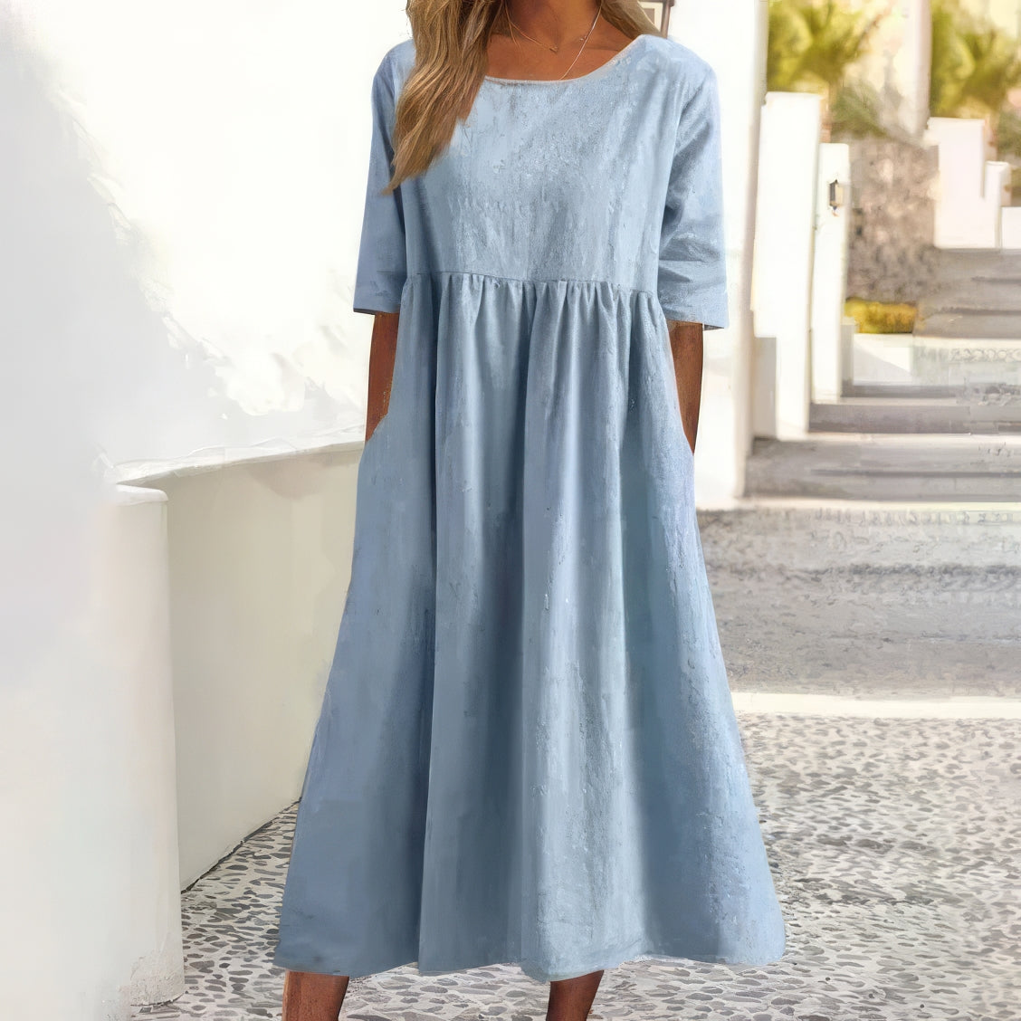 Sandra | Relaxed Dress with Round Neck and Pockets