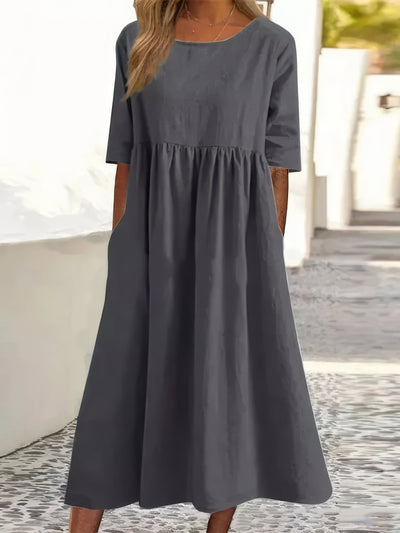 Sandra | Relaxed Dress with Round Neck and Pockets