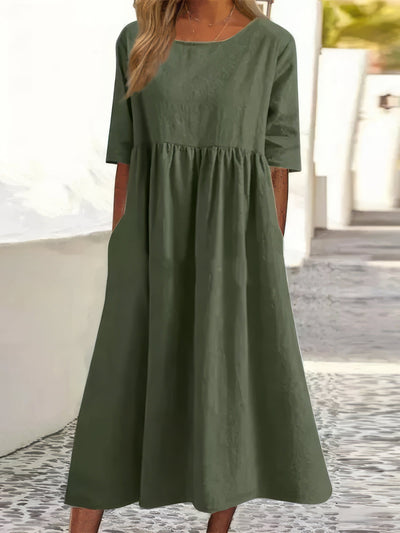 Sandra | Relaxed Dress with Round Neck and Pockets