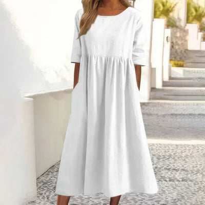 Sandra | Relaxed Dress with Round Neck and Pockets