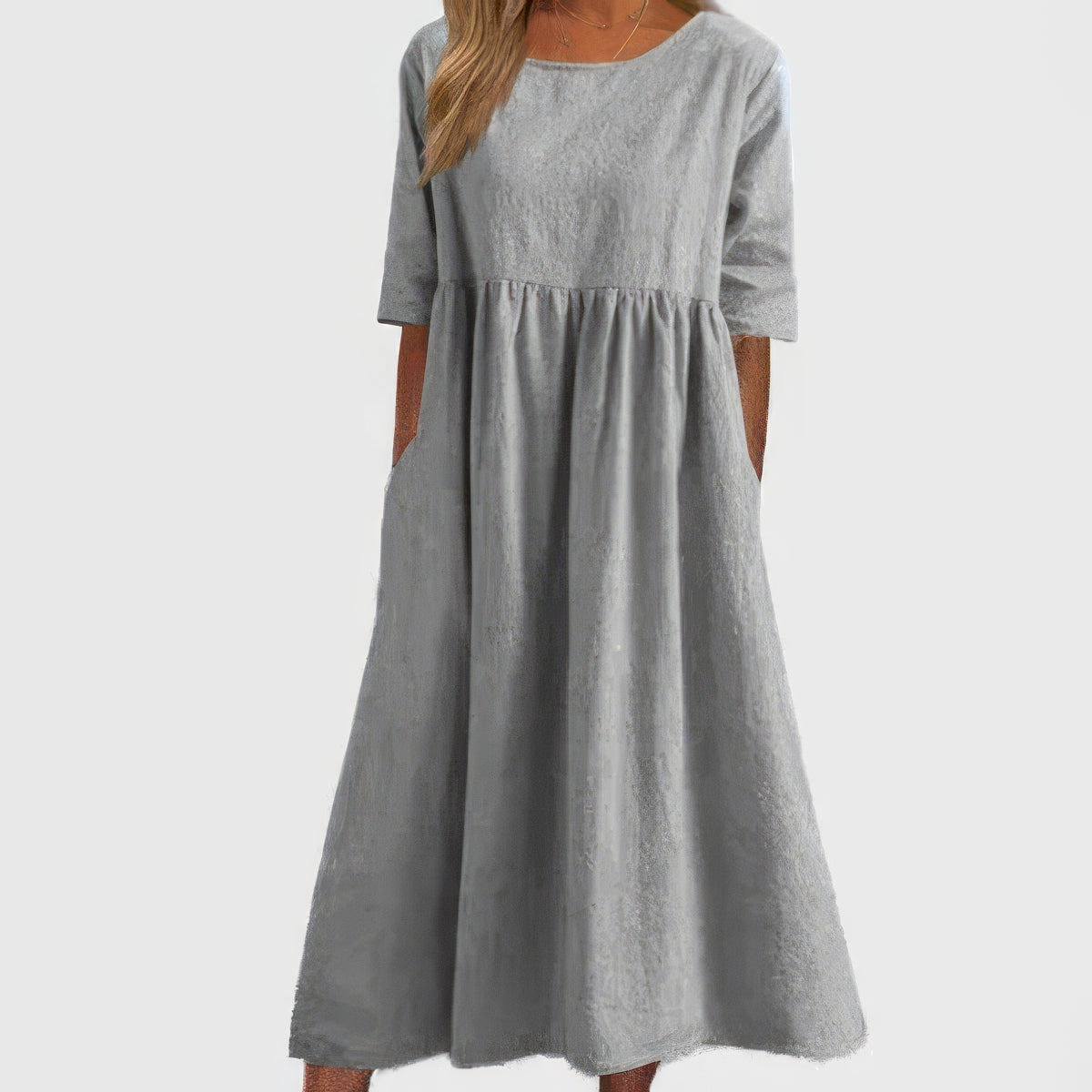 Sandra | Relaxed Dress with Round Neck and Pockets