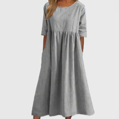 Sandra | Relaxed Dress with Round Neck and Pockets